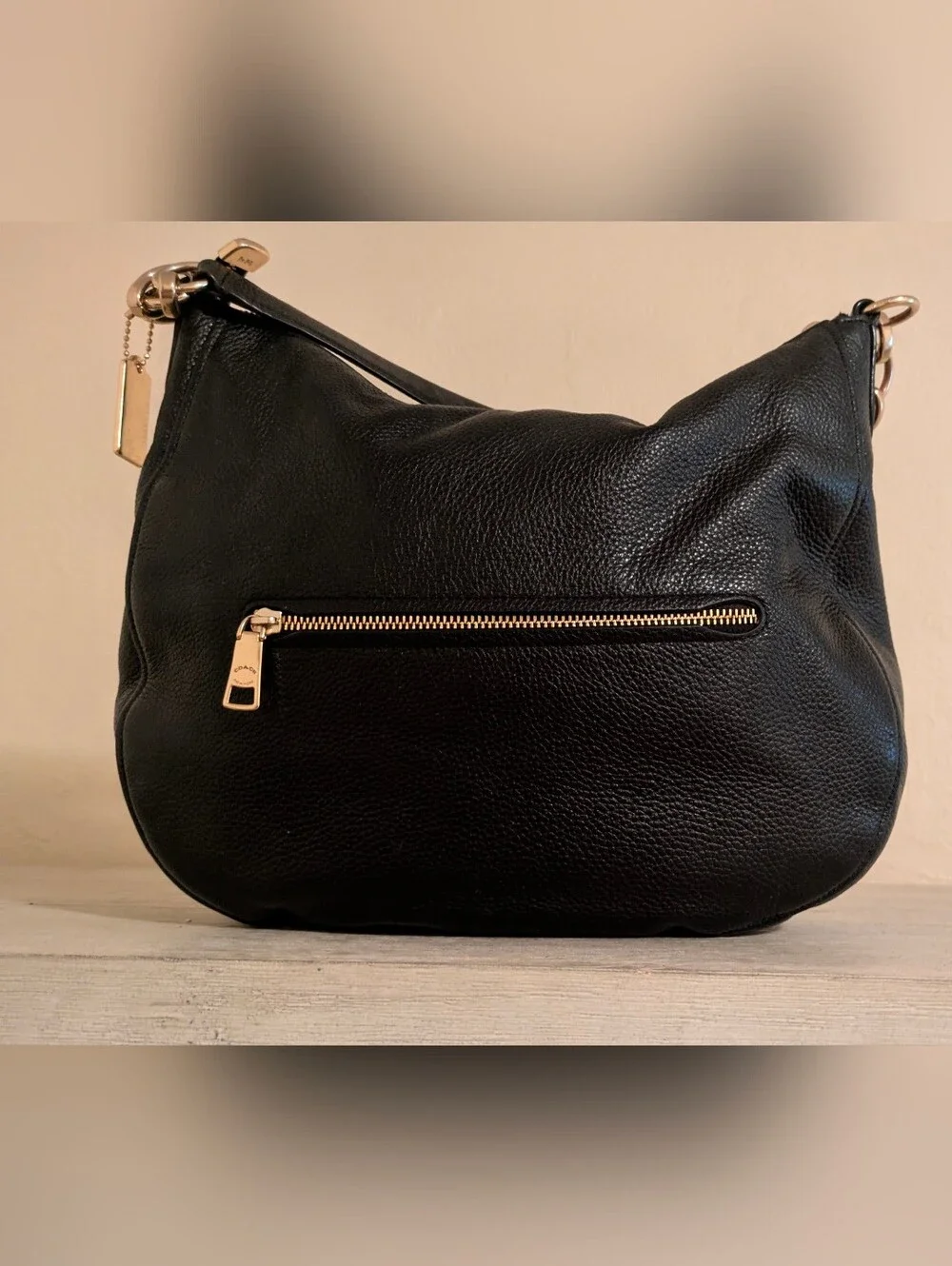 Coach F31399 Elle Hobo Black Pebbled Leather  Shoulder Bag